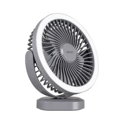 Ventilator LED reîncărcabil de masă cu iluminare LED/3W/5V USB 2400 mAh gri