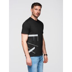 Ombre Men's cotton jersey T-shirt with large side lettering - black