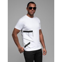 Ombre Men's cotton jersey t-shirt with large side lettering - white