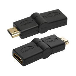 ADAPTOR video LOGILINK, HDMI (T) la HDMI (M), conectori auriti, rezolutie maxima 4K (3840 x 2160) la 30 Hz, pliabil la 180 grade, negru, "AH0011"