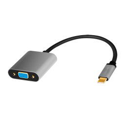 ADAPTOR video LOGILINK, adaptor USB-C (T) la VGA (M), 0.15m, conectori auriti, rezolutie maxima Full HD (2048 x 1536), aluminiu, dublu ecranaj, negru-gri, "CUA0104"