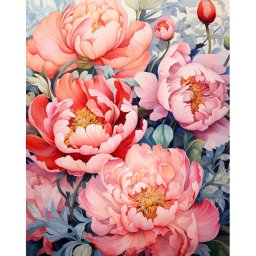 Set goblen cu diamante, cu sasiu, Flori, 30x40 cm