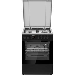 Aragaz mixt Heinner HFSC-S66FDCC-IBK, 4 arzatoare gaz, aprindere, display, cuptor electric, timer, grill, negru