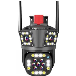 Camera de supraveghere inteligenta 4K cu senzor de miscare LED infrarosii si lumini LED albe