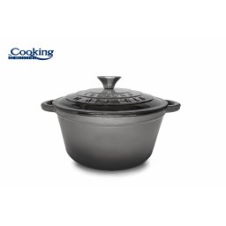 CRATITA FONTA EMAILATA + CAPAC 22 X 9.5 CM, 2.9 L, MARBLE GREY, COOKING BY HEINNER