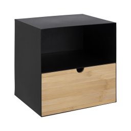Noptieră cu posibilitate de montare pe perete BEKIM negru/bambus