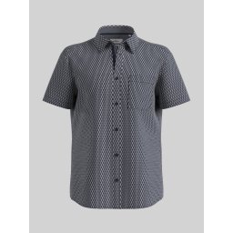 s.Oliver Camasa elastica barbati cu maneca scurta, imprimeu abstract, Regular Fit, Bleumarin inchis (SELECTATI MARIMEA: S)