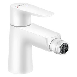 Baterie bideu, Hansgrohe, Talis E, cu ventil pop-up, alb mat