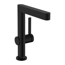 Baterie lavoar, Hansgrohe, Finoris 230, cu pipă pivotantă și ventil, negru mat