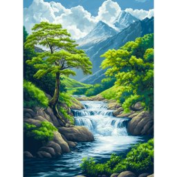 Set goblen cu diamante, cu sasiu, Cascada, 30x40 cm