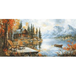 Set goblen de cusut, cu diagrama, Ecourile anotimpului de aur, 44x22 cm