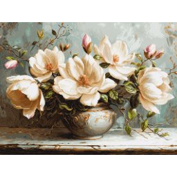 Set goblen de cusut, cu diagrama, Magnolii misterioase, 26,5x20 cm