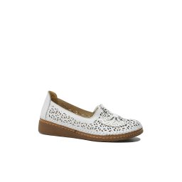 Mocasini Anna Viotti cu fundiță, albi din piele naturală GOR04158-37 EU