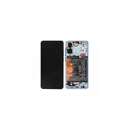 Display cu touchscreen si rama Huawei P30, OEM, 02354HMF, 02354KUB, Pearl White, Service Pack
