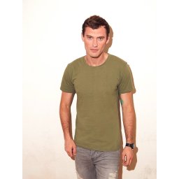 Tricou bărbătesc măslin din bumbac pieptănat Maneca iconică Fructul războiului de țesut