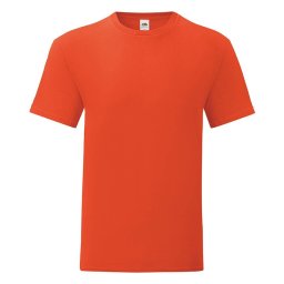 Tricou roșu pentru bărbați din bumbac pieptănat Iconic cu mâneca Fruit of the Loom