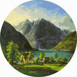 Set pictura pe numere rotunda, cu sasiu, Aer curat, O40cm