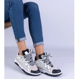 Gemre Adidași negri pentru femei cu șiret decorativ Grejs