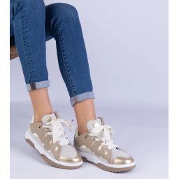 Gemre Adidași bej pentru femei cu șiret decorativ Grejs