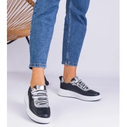 Gemre Adidași negri de damă decorați cu sclipici Kasabella