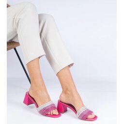 Gemre Sandale roz cu toc elegant cu strasuri Maritto