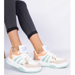 Gemre Sneakersuri portocalii de damă cu șireturi masive Bartella