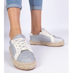 Gemre Espadrile argintii de damă decorate cu sclipici Taredo