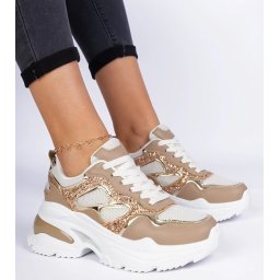 Gemre Adidași maro de damă decorați cu sclipici Sandoria