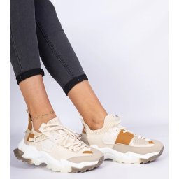 Gemre Adidași bej pentru femei cu guler tip șosetă Milada