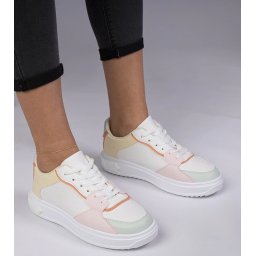 Gemre Pantofi sport alb-galbeni din piele ecologică Lavilia