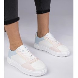 Gemre Pantofi sport alb-roz din piele ecologică Lavilia
