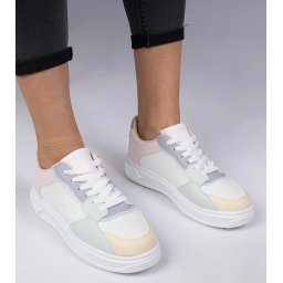 Gemre Adidași sport alb-albaștri din piele ecologică Lavilia