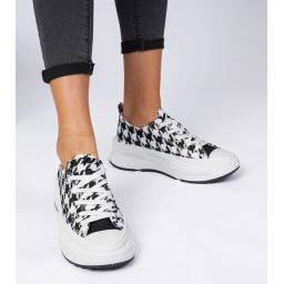 Gemre Adidași din material pentru femei alb-negru Katerin