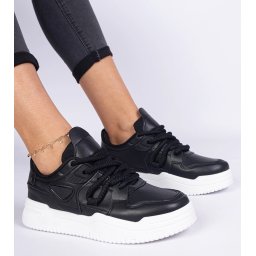 Gemre Pantofi sport negri de damă cu șireturi groase Kayota