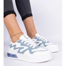 Gemre Adidași albaștri de damă cu detalii din denim Lasata