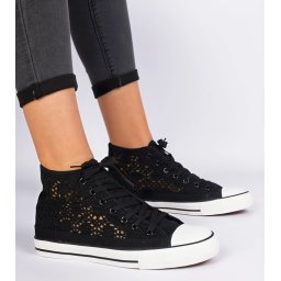 Gemre Adidași negri de damă cu model ajurat Lesli