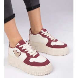 Gemre Adidași bordo de damă cu inimioară sclipitoare Laira