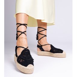 Gemre Sandale negre espadrile împletite Lemura
