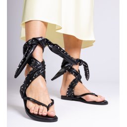 Gemre Sandale negre tip flip-flop legate în jurul piciorului Santrium