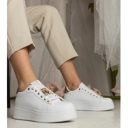 Gemre Adidași damă alb-aurii decorați cu pietre Sarena