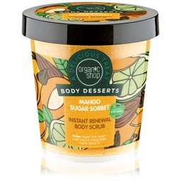 Organic Shop Body Desserts Mango Sugar Sorbet exfoliant din zahăr, pentru regenerare pentru corp 450 ml