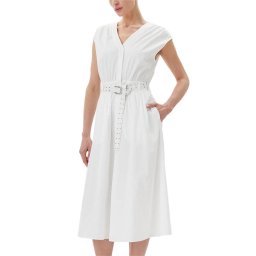 MICHAEL KORS Rochie Cotton Poplin Midi Drs MS5830KF4C 100 white