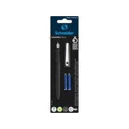 Stilou SCHNEIDER Wavy + 2 rezerve cerneala/blister, negru