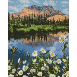 Set goblen cu diamantre, cu sasiu, Peisaj montan, 40x50 cm