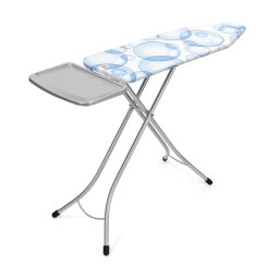 Masa de calcat Brabantia B 90300120, 124x38 cm, 7 pozitii de reglare, Suport generator de abur, PerfectFlow, Alb/Albastru