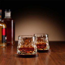 Set 2 Pahare Rotative de Whisky cu Suport