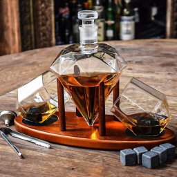 Set Decantor Sticla Diamant cu Doua Pahare