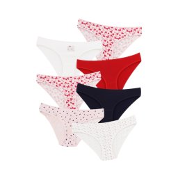 Set 7 perechi chiloti dama basic Amora, imprimeu inimioare (Marime chilot: L)