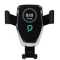 Suport auto pentru telefon cu incarcare wireless Spacer 2 in 1 SPAA-AUTOCHG-01, fixare in grilaj, incarcare wireless Qi 10W, Negru