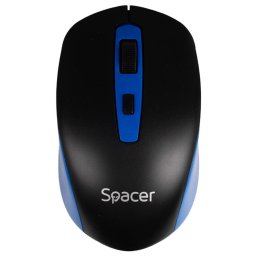 MOUSE Spacer, wireless 2.4GHz, pt. PC sau NB, Optic, 1600 dpi, butoane-scroll 4-1, baterii AAA x 2 - incluse, Negru-albastru, "SPMO-WS01-BKBL